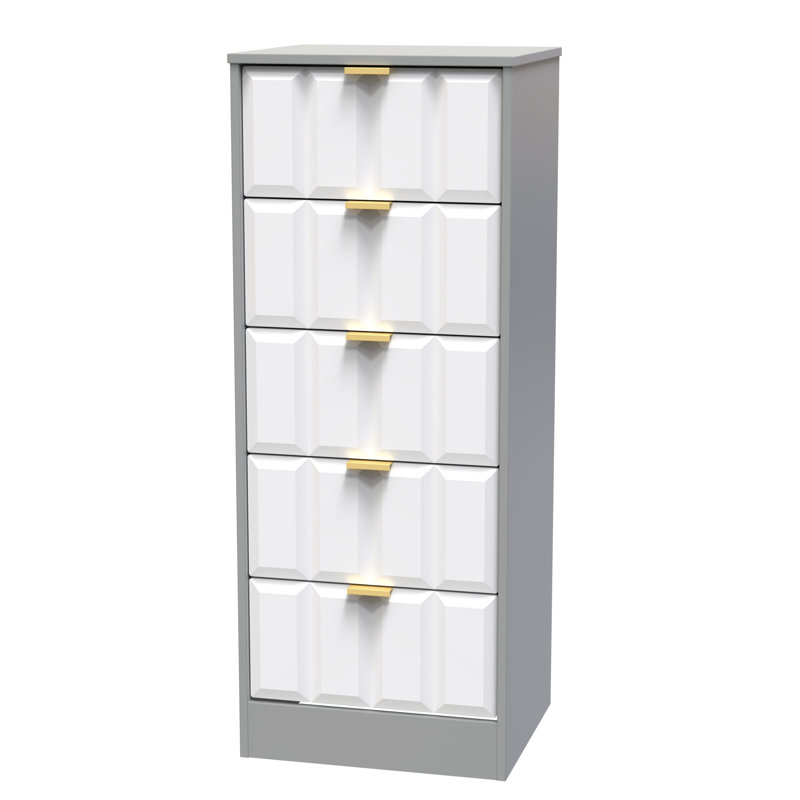 Arnesto 45cm W Manufactured Wood Bedside Table, White Matt/Dusk Grey