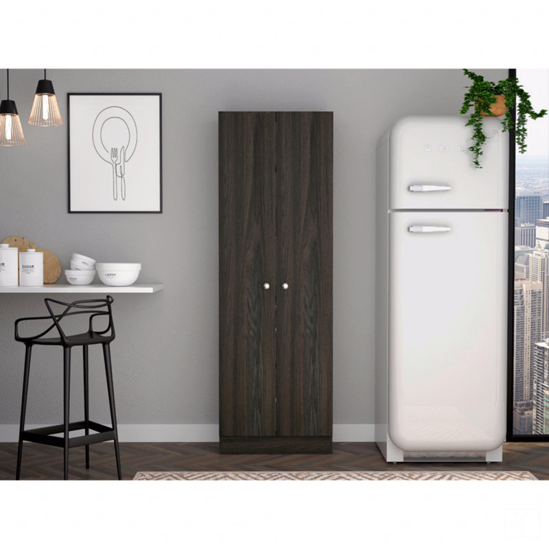 Armoire H 71 po, deux portes, cinq tablettes internes, Brun