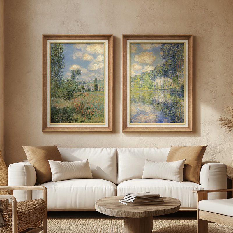 Set of 2 Premium Framed Art Artworks on Premium Canvas with 26"x36" Frame, Natural
