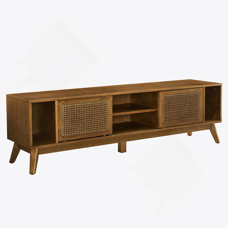 Meuble télé 67,9 po Mid-Century Modern Rattan, Brun
