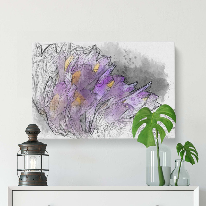 Wild Purple Orchid Flowers - Wall Art, 40cm H x 60cm W x 3cm D, Wrapped Canvas