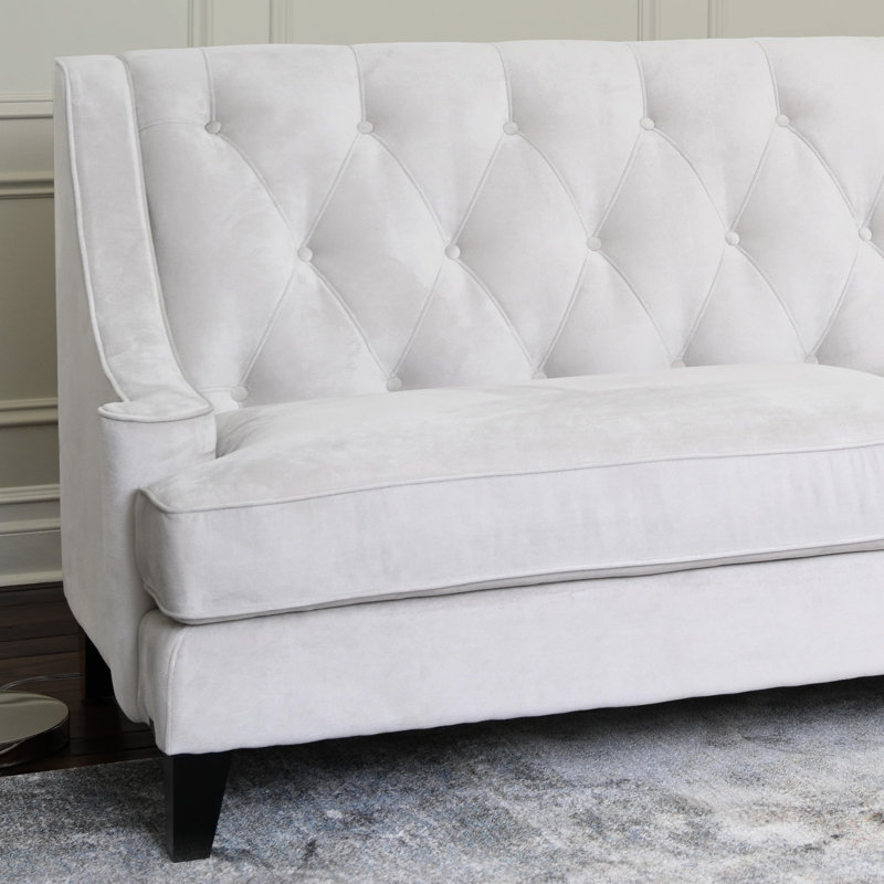 Fauteuil en polyester touffeté à largeur 36 po Asriel, Polyester ivoire