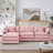3-Seater Modular L-Shaped Chenille Sectional Sofa with Removable Ottoman - Pink-1203852882