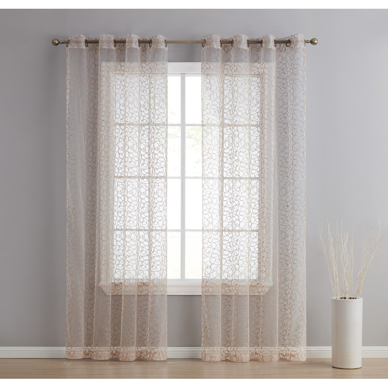 Denis Semi Sheer Curtain Pair, Taupe, 54" x 84"