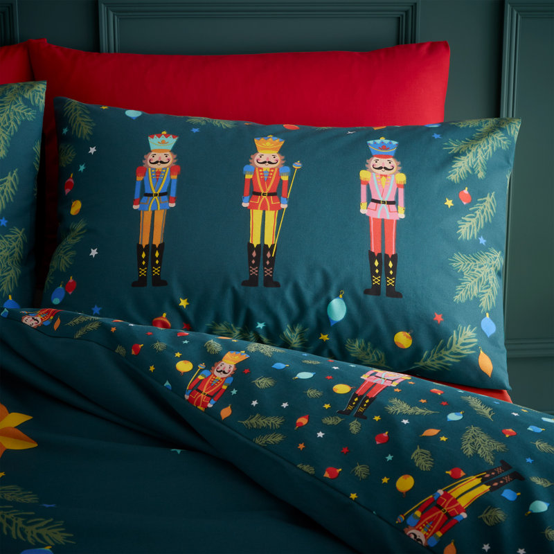 Christmas Nutcracker Reversible Duvet Cover Set, Single + 1 Standard Pillowcase