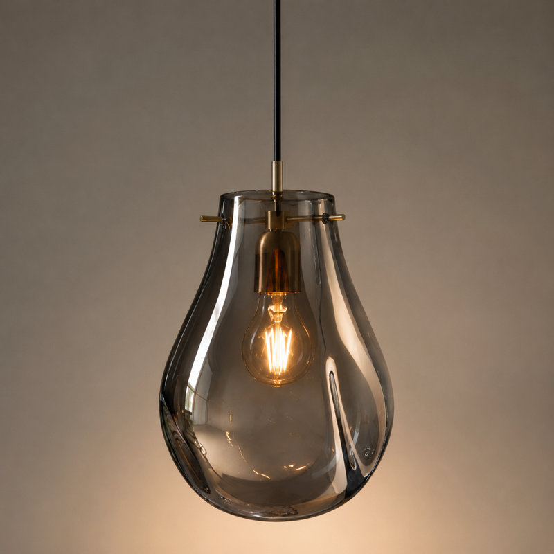 1-Light Gold Clear Glass Pendant Light