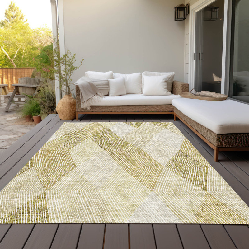 Ivory Synthetic Rectangular Washable Non-slip Area Rug 3' x 5'
