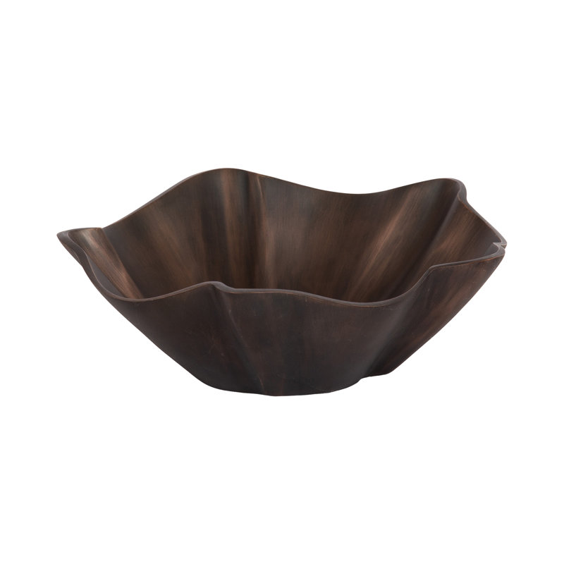 Bol décoratif en métal Flutte Wavy, Brun