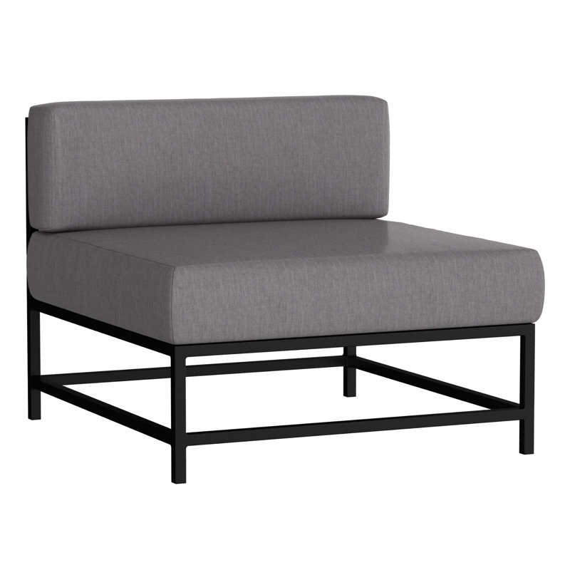 Chaise de patio Delano avec coussins Sunbrella, Toile granit, Noir Tex