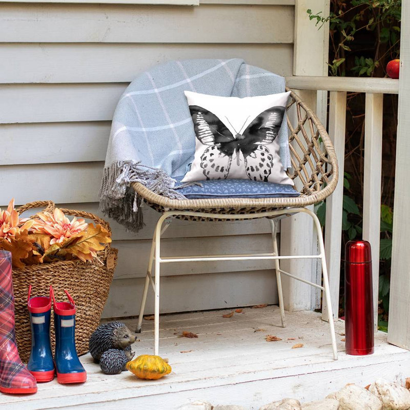 Black butterfly - 16"x16" Outdoors Throw pillow - Spun poly - Print on demand