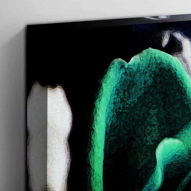 Teal Flower Rose - Wrapped Canvas, 35cm H x 50cm W