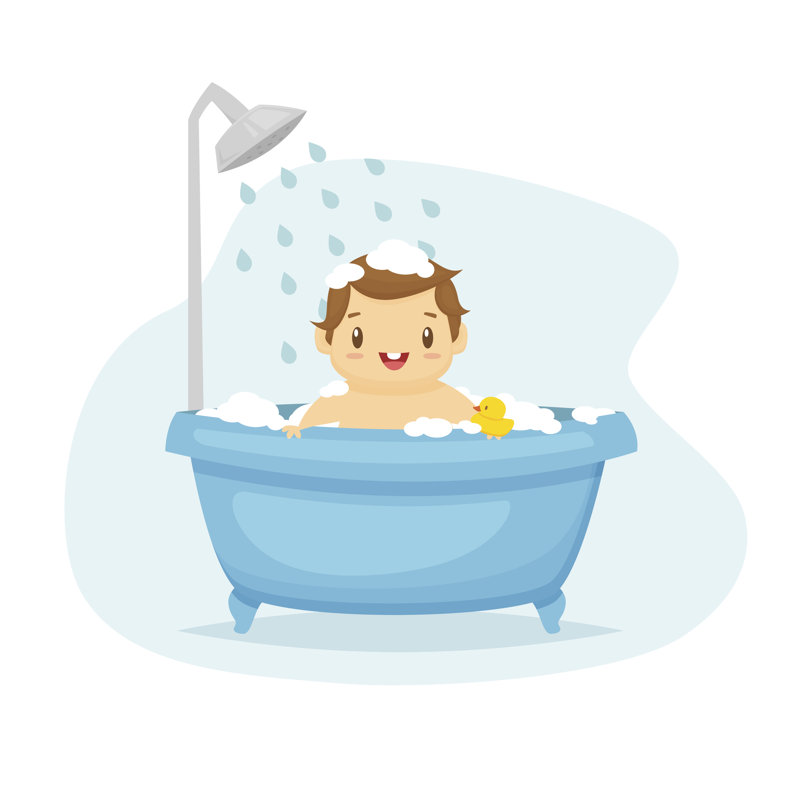 «Caouette Baby Boy In Bath On Canvas» par Farbai, impression, H 12 po x l 12 po