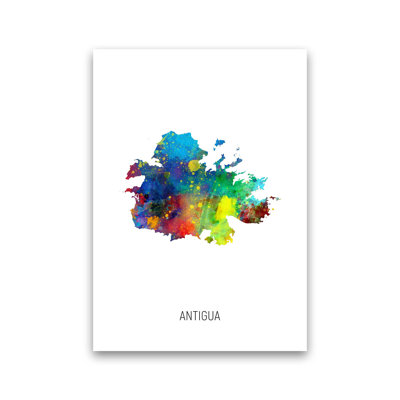 Antigua Watercolour Map by Michael Tompsett - Print