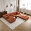 Canapé à compression Mahjong, canapé-lit convertible au sol, canapé modulaire modulaire désossé DIY, aucun assemblage requis, tissu polaire circulaire, surdimensionné à 3 places avec 3 coussins, orange-1394532275-1394532279