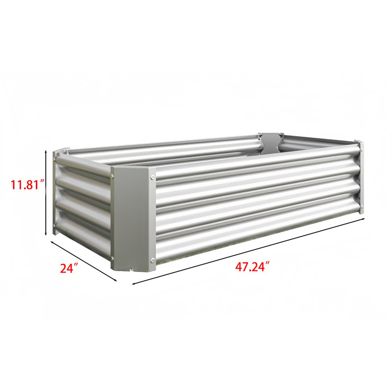 Rectangle Metal Raised Garden Bed (), White, 11.81" H x 24" W x 47.24" D