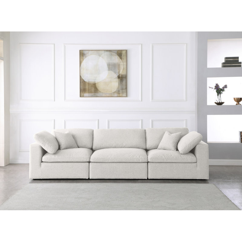 Burrows Upholstered Sofa, Cream Linen Textured Fabric