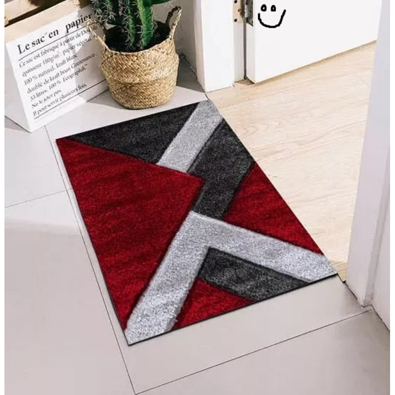 60 x 110 cm Indoor Door Mat, Red/Grey