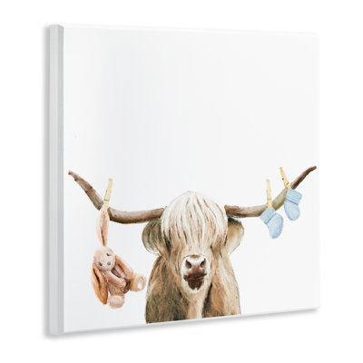 Plaque murale Highland Cow Baby Boy, design par Ali Lynne
