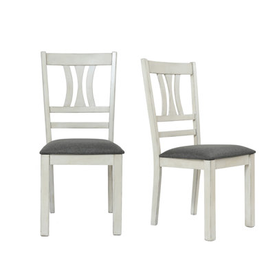 Soderlund Distressed Wood Upholstered Seat Slat Back Side Chair (Set of 2)