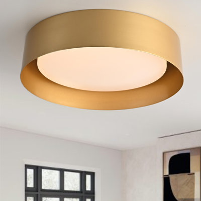 Flush Mount Ceiling Light, 12.5 inch LED Ceiling Light Fixture, Polished Gold Finish, Dimmable/3000K/18W, Outdoor Flush Mount Lighting Fixture