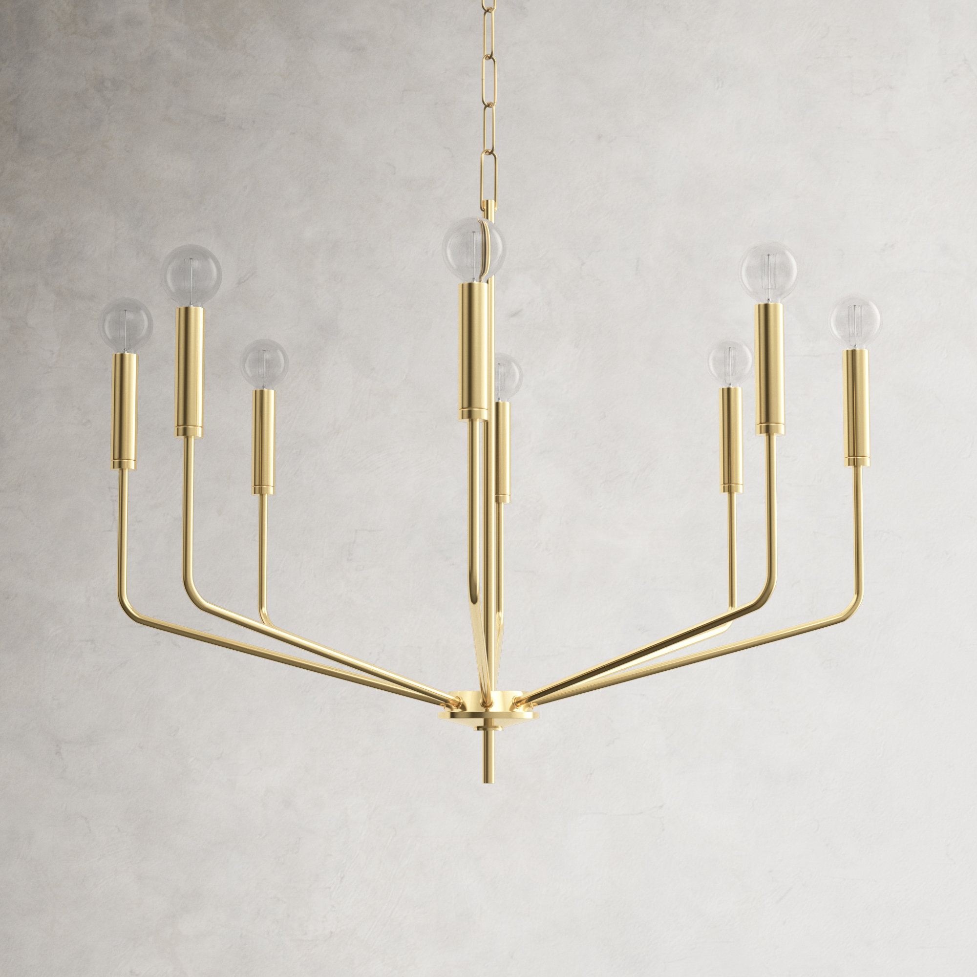 8 - Light Metal Chandelier, Aged Brass