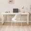 Bureau moderne et simple en pierre blanche avec tiroirs-1664261135