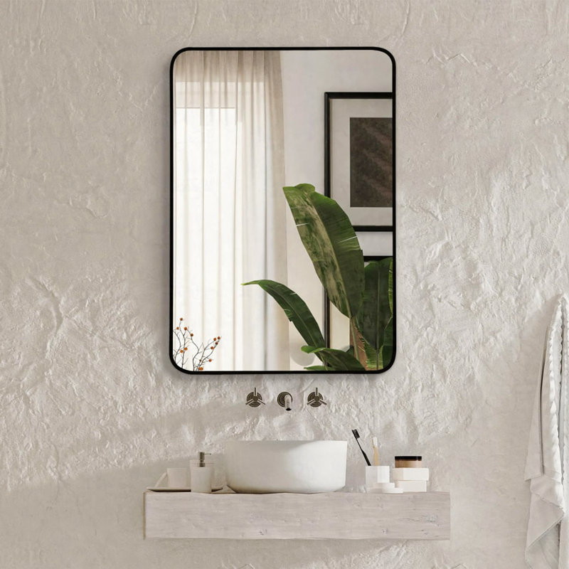 Miroir de salle de bain noir, Noir, 30 po x 22 po