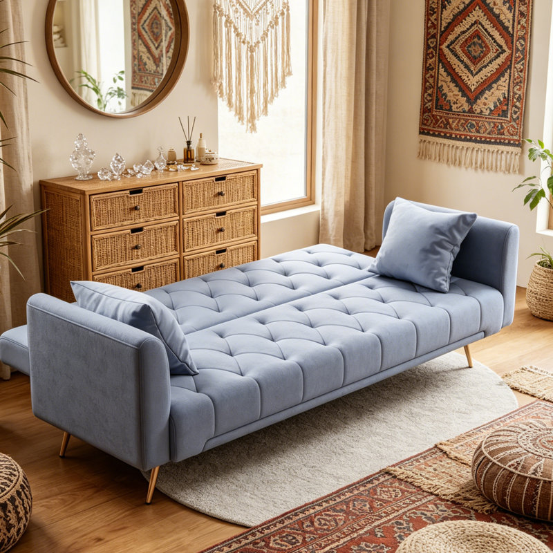 Canapé-lit rembourré de style moderne 71,65 po, Grey Velvet