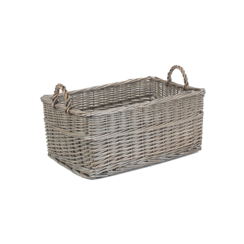 Wicker Shallow Storage Basket, 28cm H X 52cm W x 32cm D
