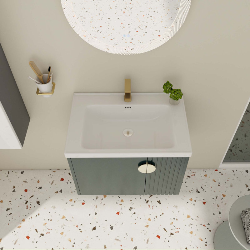 Petit meuble-lavabo avec lavabo, Vert