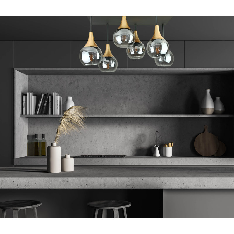 Asa Glass Semi Flush Mount, Gold, Smoky