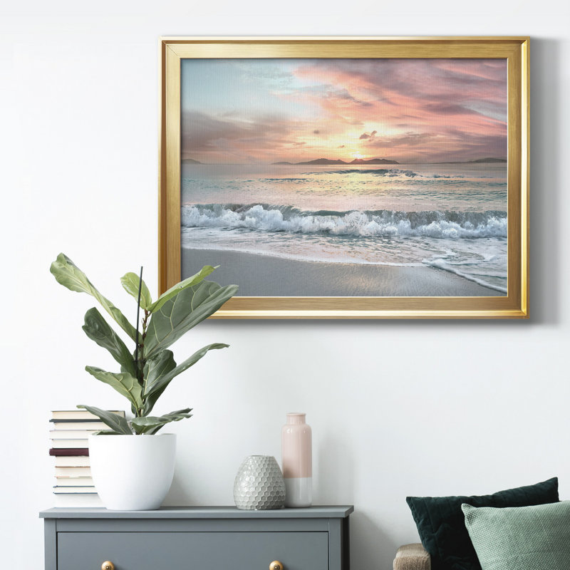 Toile encadrée orange de qualité supérieure - prête à être accrochée, H 26,5 po x l 36,5 po x P 1 po, Cadre doré