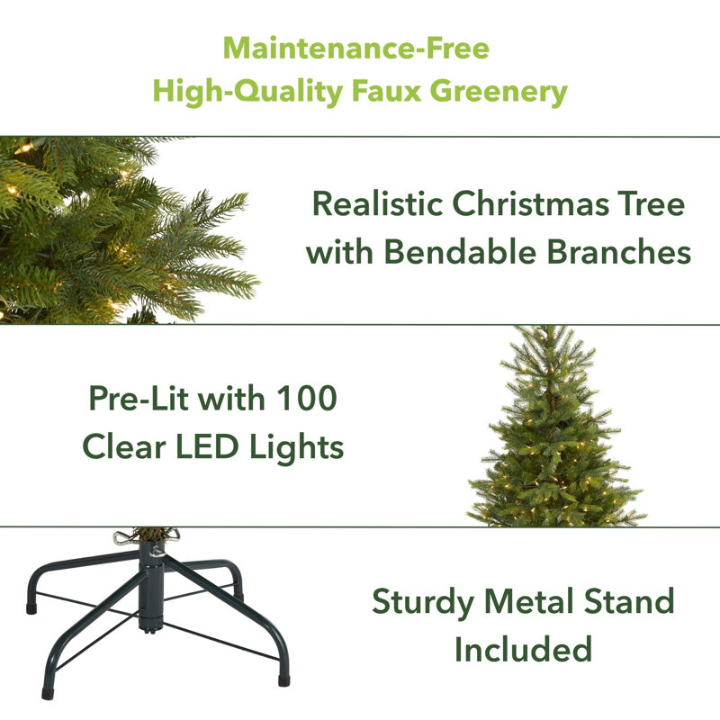 Lighted Artificial Spruce Christmas Tree, 4' H