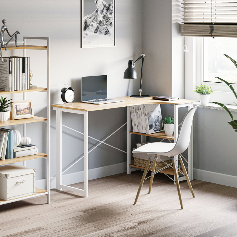 Barnabas L-Shaped Metal Base Computer Desk