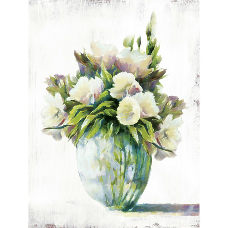 Vase floral bleu - impression sur toile tendue, H 24 po x l 18 po