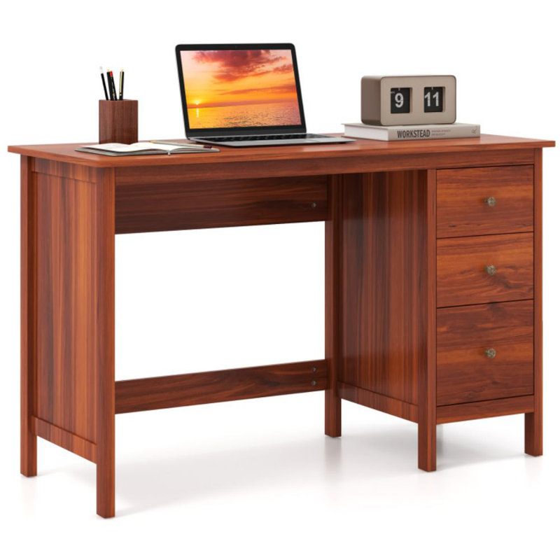 Bureau d'ordinateur à 3 tiroirs avec bureau spacieux