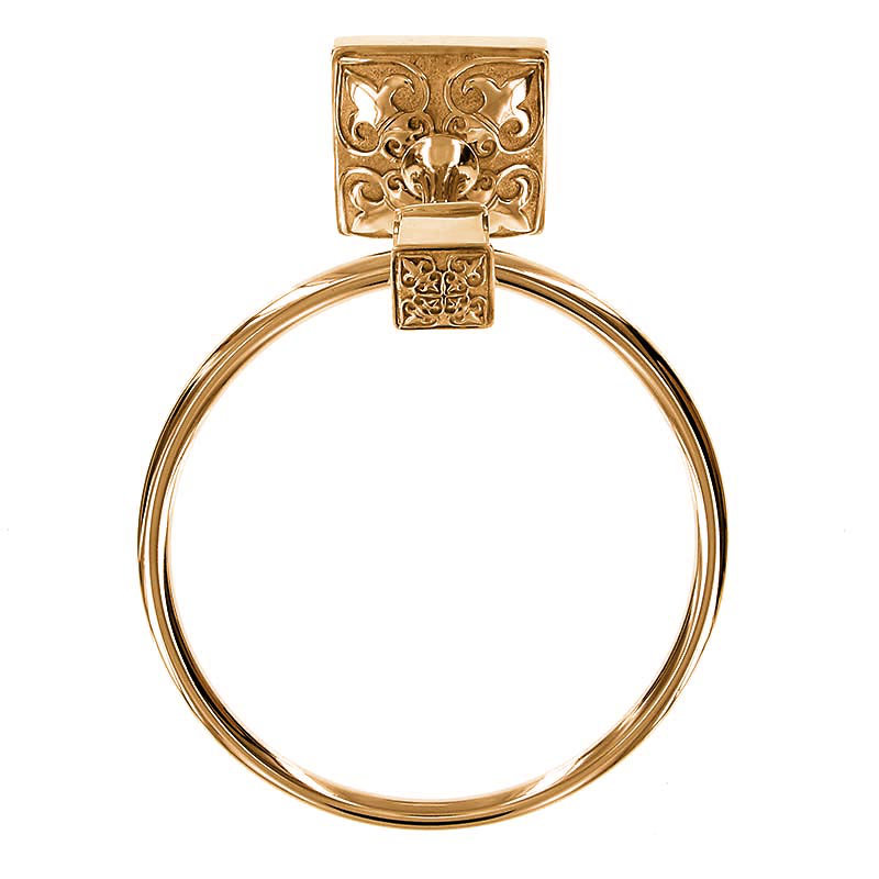Fleur de Lis Towel Ring, Polished Gold