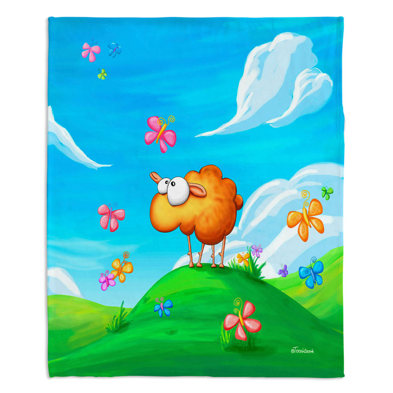  Jeté Wallo le mouton, L 68 po x L 80 po, Bleu