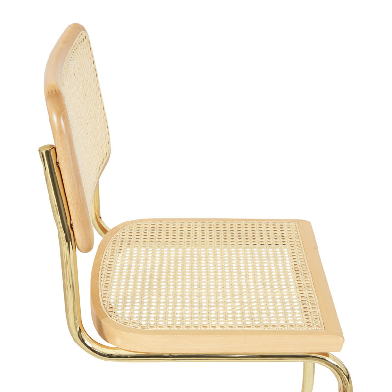 Marcel Breuer Cesca Cane Cantilever Dining Side Chair, Natural/Brass