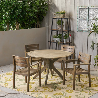 Ramage Outdoor Acacia Wood 5 Piece Dining Set by Gracie Oaks