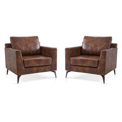 Fauteuil d'appoint rembourré en similicuir 2 pièces Dametrius