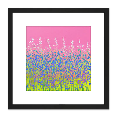 Floral Pink Violet Green Meadow Lavender 1 Piece Single Picture Frame Wall Art