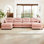 Canapé modulaire rose à 4 places avec configuration en forme de U et tissu chenille confortable, ensemble de ressorts ergonomique, coussin plissé, idéal pour les salons Matériau respirant à 4 places