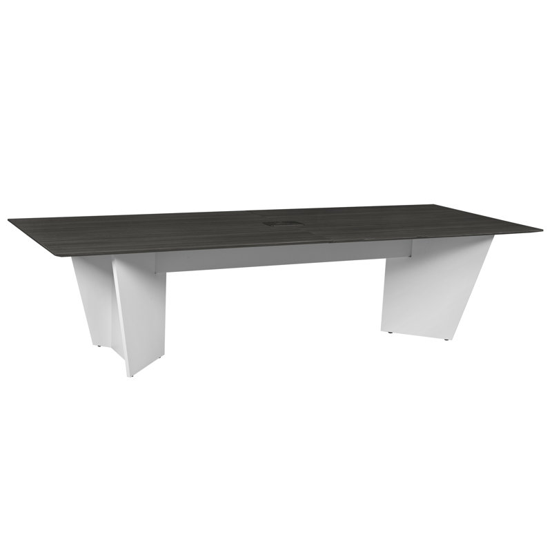 Table de conférence Array avec œillets de puissance, H 29 po x L 120 po x l 48 po, Bois de frêne gris / blanc