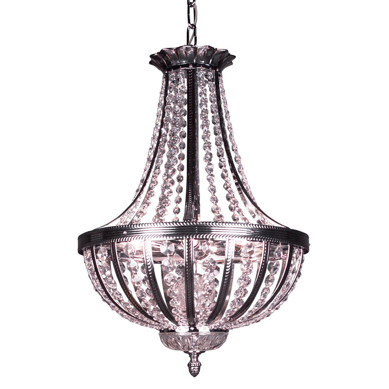 Terragona 6 - Light Unique/Statement Pendant, Chrome with Black patina, Crystalique Plus
