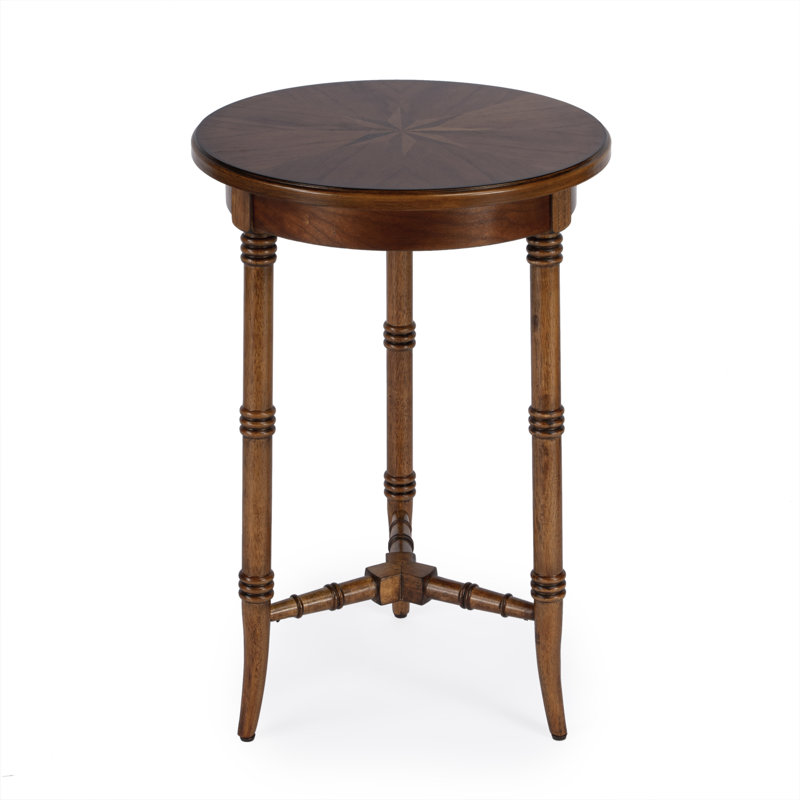 Anicka 16 in. W Round Wood 3 Leg Side Table, Olive Ash, Amber
