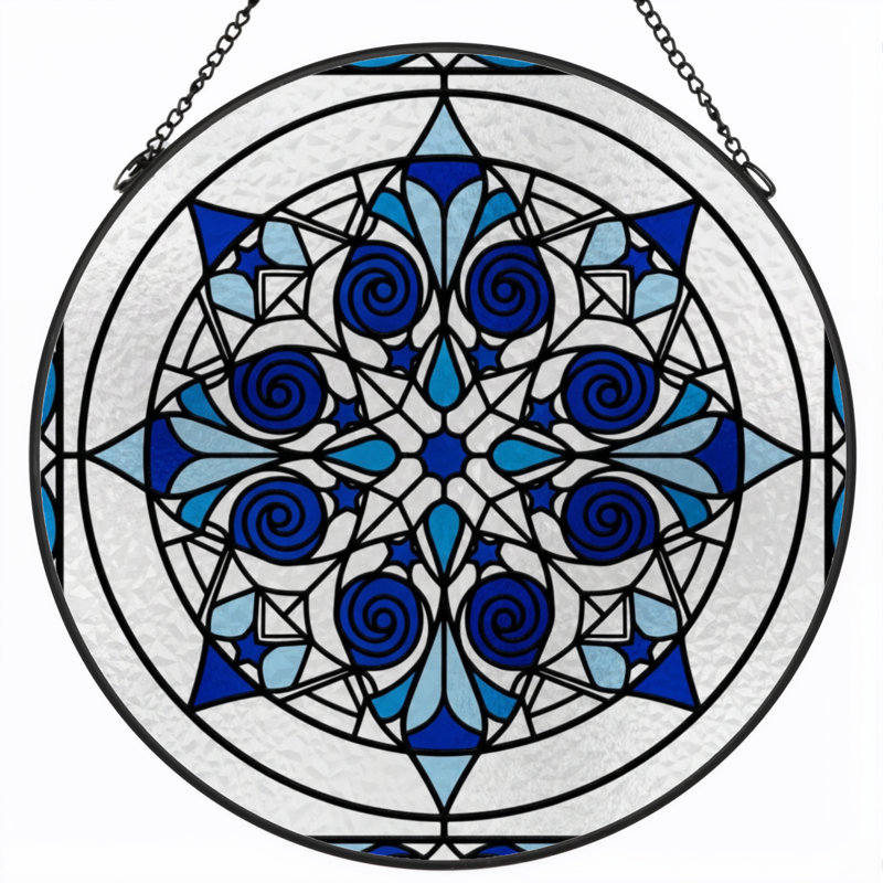 Vitrail en verre coloré 7,8 po H