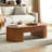 51.18'' Oval Wood Coffee Table With Drawer-459285546