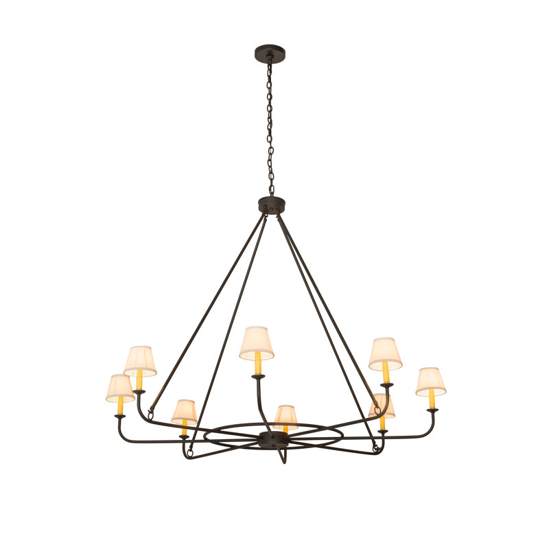 Lustre de roue de wagon de style bougie 8 lumières Hesser