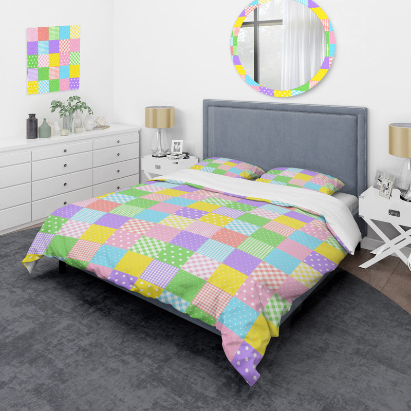 Ensemble de housse de couette multicolore, Housse de couette pour grand lit et 2 taies décor